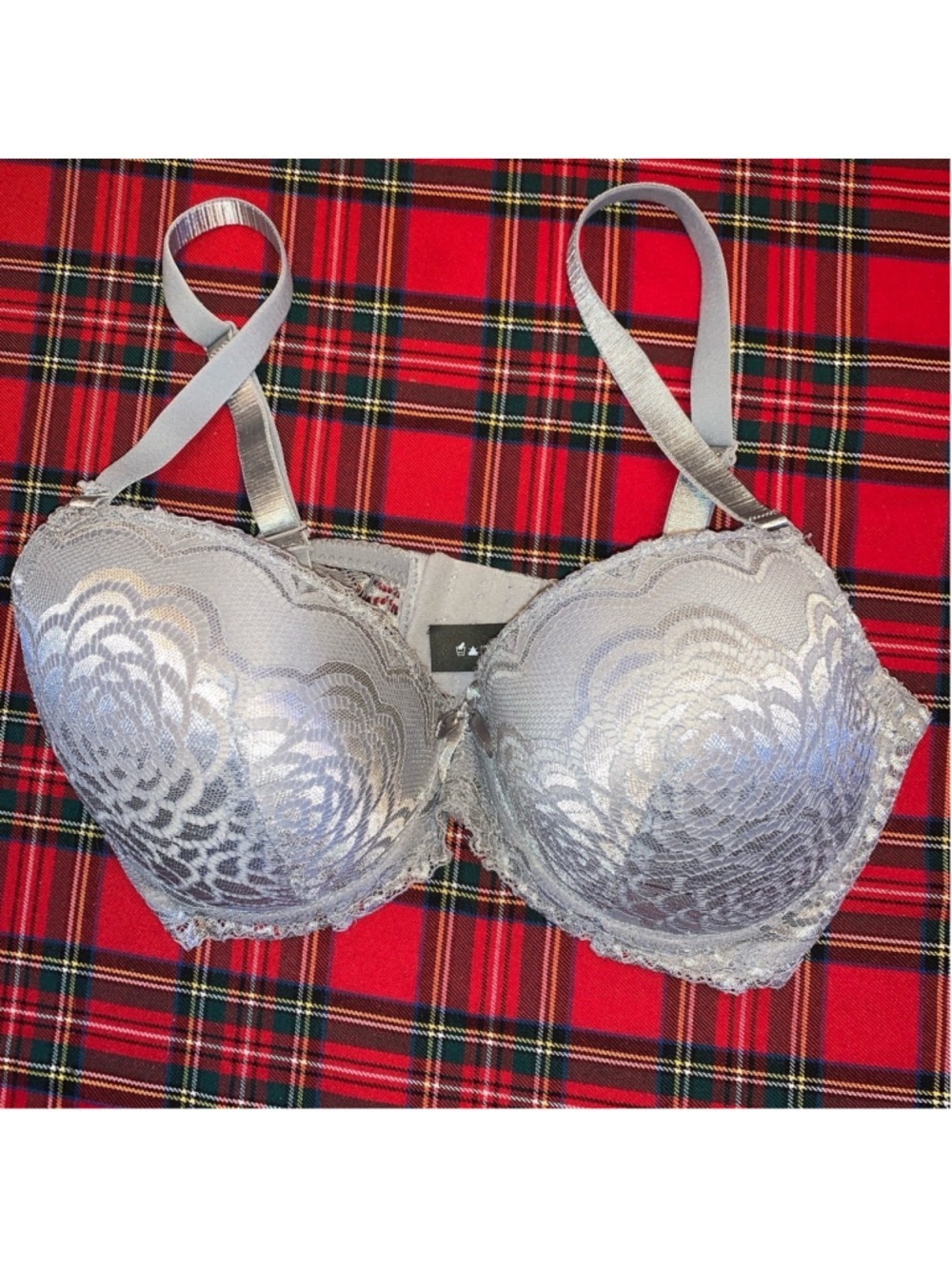 Grey Bra 38DD silver ish full coverage